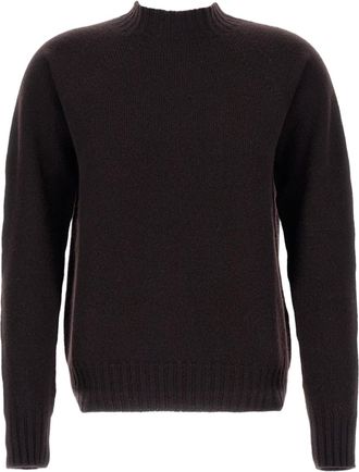 Drumohr Brown Plain Wool Crewneck Sweater
