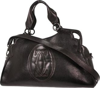 Cartier Pre-owned Handbags, female, Black, Size: ONE SIZE Pre-owned Vintage Embossed Logo Leather Satchel Handbag