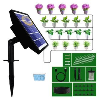 Gabrielle Kit De Riego Solar Autom&aacute;tico Para Jard&iacute;n, Sistema De Riego Por Goteo Con Manguera De 15 M, Temporizador De Riego Autom&aacute;tico Para Vacaciones, Balcones