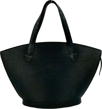 Louis Vuitton Black Leather Handbag Tote Bag (Pre-Owned)