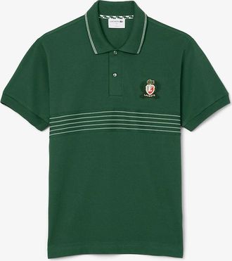 Lacoste Mens Classic-Fit L.12.12 Embroidered Shield Polo Shirt - Green - Size: 46