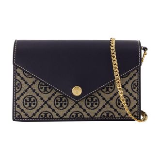 Tory Burch Womens Wallet On Chain Navy Cowhide
