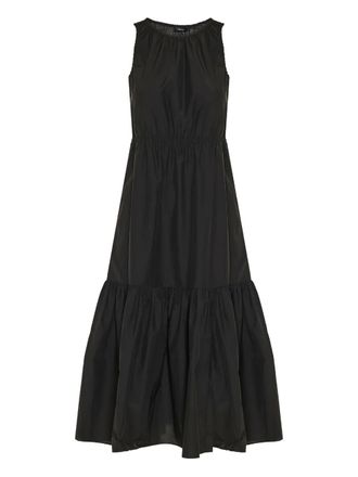 Theory tiered smocked midi dress - women - Cotton/Recycled Nylon - P - Black