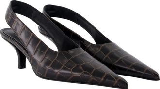 Toteme Womens Crocodile-Embossed Calfskin Heel Brown