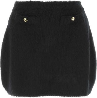 Miu Miu Womens Black Stretch Wool Blend Mini Skirt - Size EU 36 (Womens)
