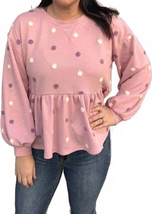 Blu Pepper Multi Pom Pom Knit Sweatshirt Top In Pink