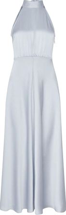 Sams&oslash;e & Sams&oslash;e Midi Satin Dress with Flared Skirt and Halter Neckline