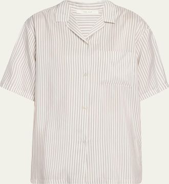The Row Jorge Striped Silk Camp Shirt