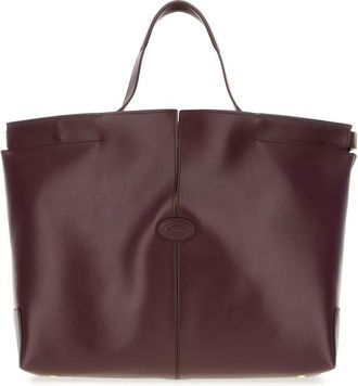 Tod's TodS Plum Leather Medium Di Folio Shopping Bag