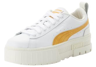 Puma Sneaker PUMA MAYZE LUX WNS, Damen, Gr. 38,5, weiss (puma wei&szlig;, archive gold), Synthetik, unifarben, Schuhe Sneaker