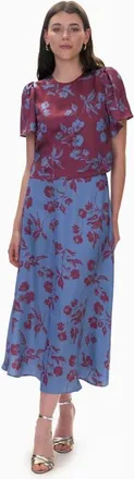 Rebecca Taylor Vivian Circle Skirt in Cornflower/plum Multi at Nordstrom, Size 10