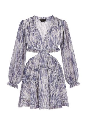 Faina Jurk Dames Blauw Veelkleurig