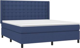 vidaXL Vidaxl - Cama Box Spring Colch&oacute;n Y Luces Led Tela Azul 160x200 Cm
