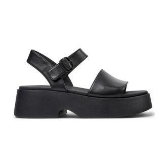 Camper Schoenen, Dames, Zwart, 38 EU, Leer, Tasha Platform Sandalen