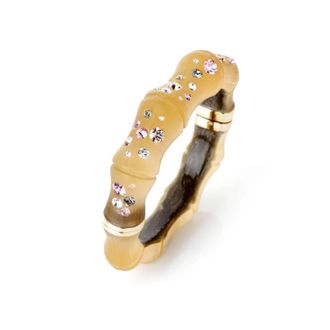Gold & Honey Womens Swarovski Crystal Bamboo Bangles In Champagne
