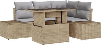 vidaXL Garden Sofa Set 5 pcs Beige and Light Grey Poly Rattan vidaXL