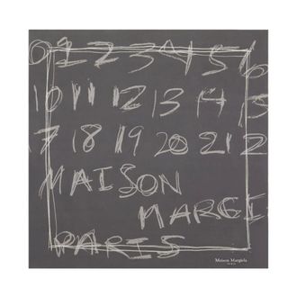 Maison Margiela Accessoires, Dames, Grijs, ONE Size, Scribbled Numerical Silk Foulard