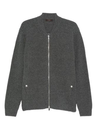 Zanone ribbed zip-up cardigan - men - Virgin Wool - 50 - Grey