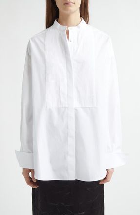 Nackiy&eacute; Tux Oversize Cotton Poplin Tuxedo Shirt in Kaimak at Nordstrom, Size 10 Us