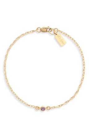 Set & Stones Cubic Zirconia Birthstone Pendant Bracelet in Gold /February at Nordstrom