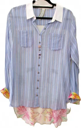 Aratta Womens Maya Striped Shirt In Blue/white