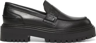Marc O'Polo Black Elin 1A Classic Penny Strap Ridged Sole Leather Loafers