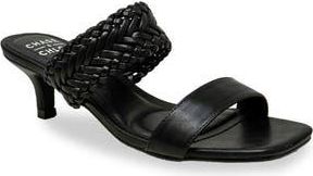 Chase + Chloe by Intouch Footwear Woven Double Strap Kitten Heel Sandal in Black at Nordstrom Rack, Size 6.5