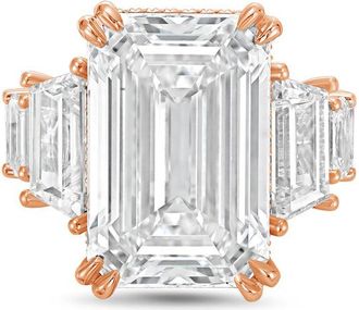 Diana M. Jewels 18kt Rose gold Lab grown 10ct Emerald Cut Diamond hidden halo fashion ring