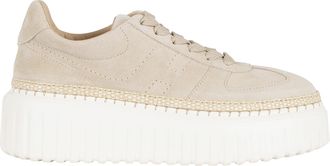 Hogan Beige H-Stripes Basket Side-Logo Leather Sneakers