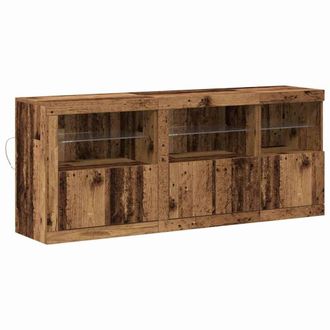 Berkfield Home Sideboard with LED Lights Old Wood 162x37x67 cm Engineered Wood in Brown | Size: 162 x 37 x 67 cm