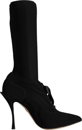 Dolce & Gabbana Womens Ankle Boots Pointed Heels - Black Viscose - Size 39.5 EU/IT