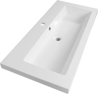 Marcel Breuer Solar Medium wastafel 100x46x5cm - 1 wasbak - 1 kraangat - mineraalmarmer - zijdeglans wit