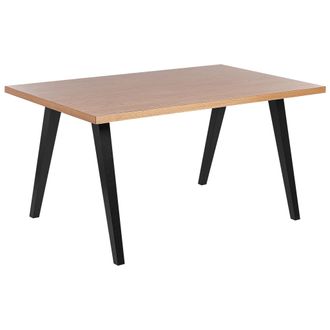 Beliani Beliani - Mesa De Comedor Madera Clara Negro 150 X 90 Cm Tablero Mdf Roble Patas Lenister
