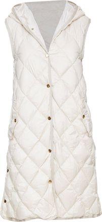 Max Mara quilted hooded light grey winter vest