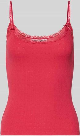 Review Slim Fit Top mit Spitzenbesatz in Rot, Gr&ouml;&szlig;e XL