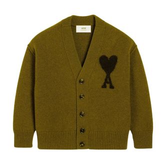 Ami Cardigans, male, Green, Size: XL De Coeur Felted Wool Cardigan