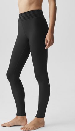 Alo | Airlift High-Waist 7/8 Lotus Legging in Black, Size: Medium