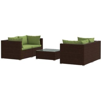vidaXL 5 Pcs Garden Lounge Set Con Coj&iacute;n Mimbre Pe Brown