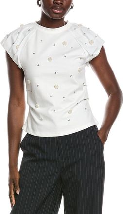Gracia Puff Sleeve Rhinestone & Pearl Embellished Top