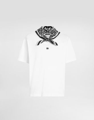 Dolce & Gabbana Scarf Detail Cotton T-shirt - Man T-shirts And Polos White 46