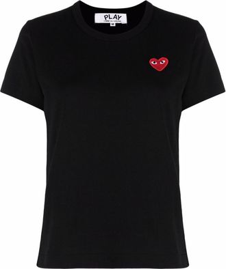 Comme Des Gar&ccedil;ons Black Heart-embroidery T-shirt