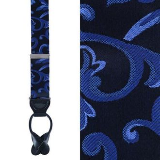 Trafalgar Store Big & Tall Christian the Romantic Brocade Silk Button End Suspenders in Royal Blue at Nordstrom, Size One Size Big