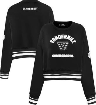 Pro Standard Womens Pro Standard Black Vanderbilt Commodores Pearl Cropped Pullover Sweatshirt at Nordstrom, Size X-Large