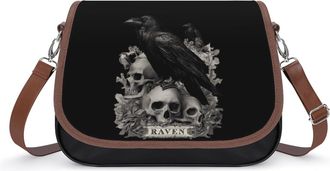 Generic Raven Crow on Skulls Fashion Womens Crossbody Bags Novelty Handbag Shoulder Bag Purse