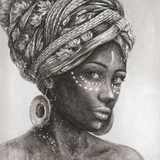 HERDASA Cuadro Mujer Africana Perfil 100x100x3 Cm