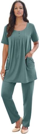 Roaman's Plus Size Two Pocket Soft Knit Swing Tunic in Cool Sage at Nordstrom, Size Medium