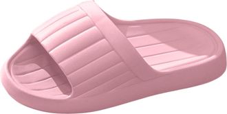 Generic Indoor and Outdoor Solid Color Thick Sole Comfortable Casual Slippers J Slides for Women (Pink, 4)