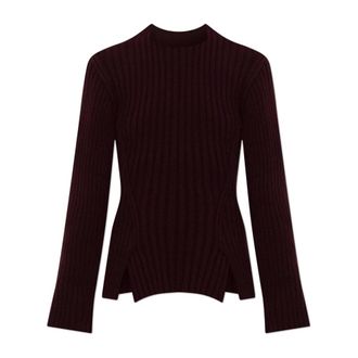 Victoria Beckham Wool Jumper with Double Slit - female - Victoria Beckham - Round-neck Knitwear - Red - XS - Knitwear
