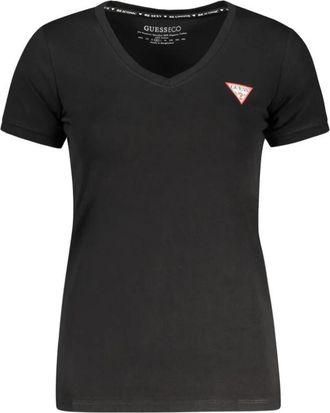 Guess Zwarte Katoenen T-shirt met Korte Mouwen - Dames - T-shirts - Zwart - S - Katoen - Tops