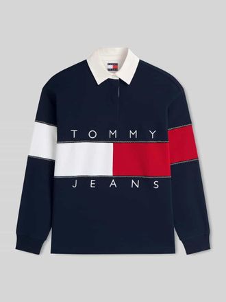 Tommy Jeans Oversize Rugbyshirt aus reiner Baumwolle mit Logo-Print in Marine, Gr&ouml;&szlig;e XL
